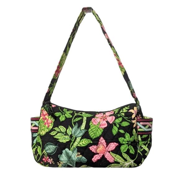 VERA BRADLEY Retired Botanica Black Floral Quilted Shoulder Bag - Picture 1 of 11